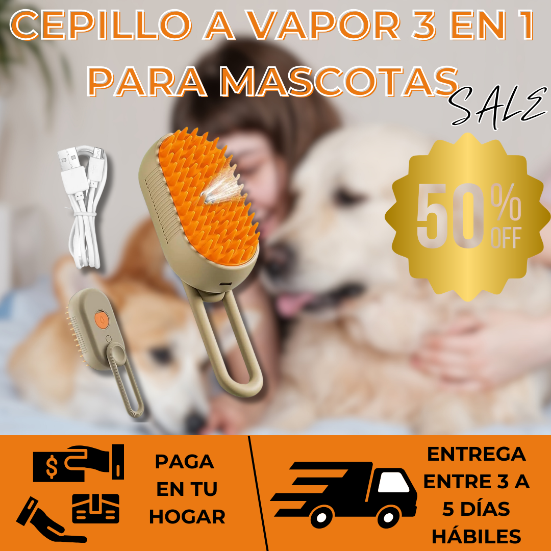 ¡SUPER OFERTA!-Cepillo a Vapor 3 en 1 Para Mascotas